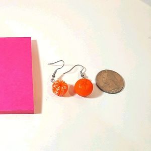 Florida Orange Mismatched Dangle Drop Earrings